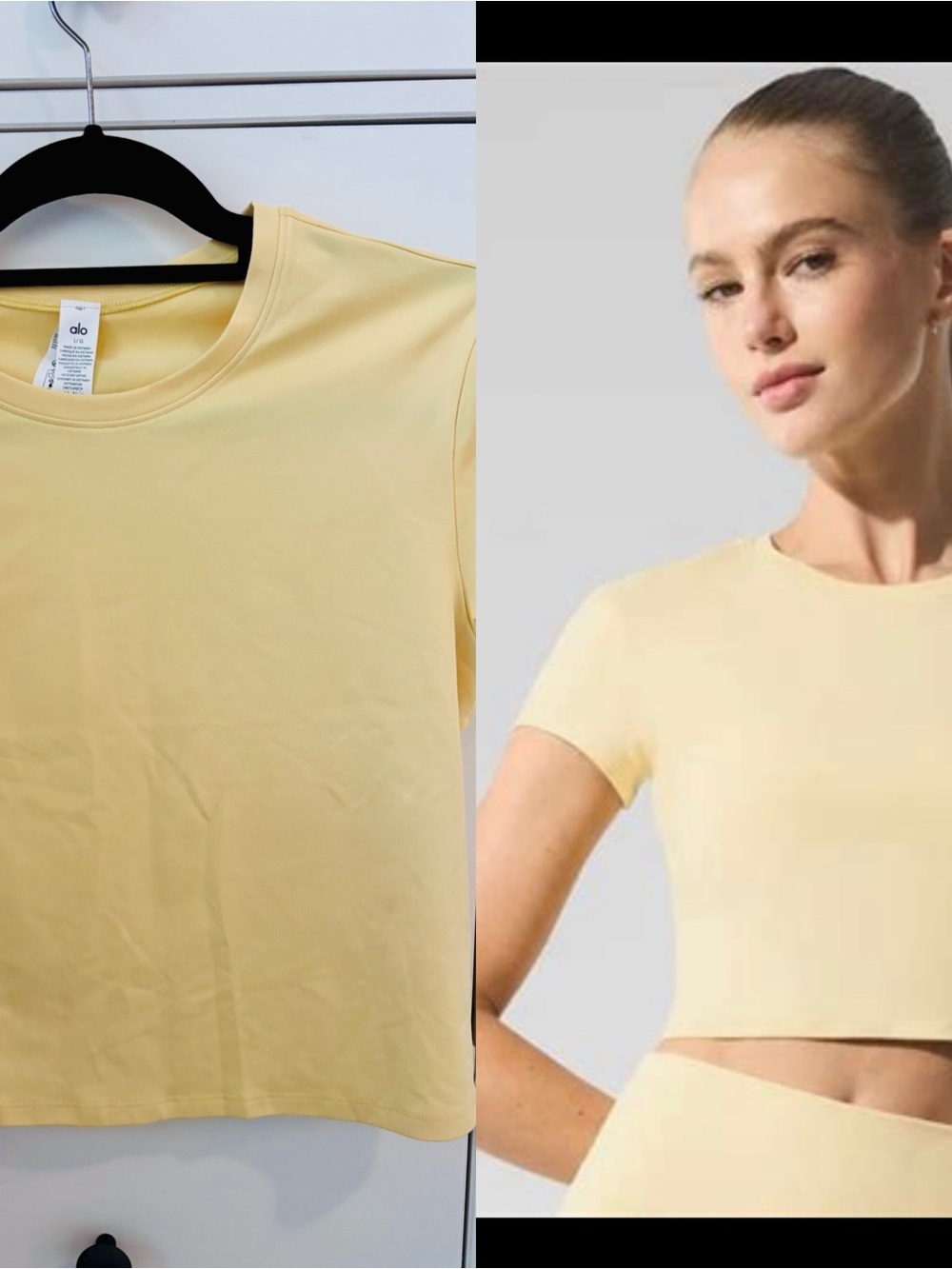 Alo Yellow Short Sleeve Crop Top